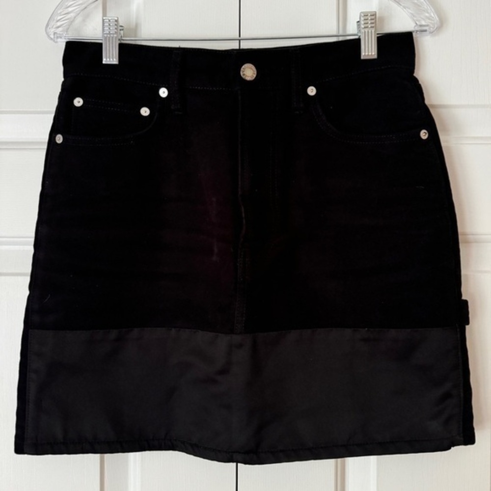 Helmut Lang Satin Hem A-Line Skirt | Minimalist Designer Workwear